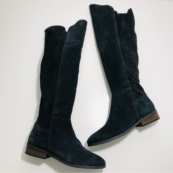 NEW Lucky Brand Calypso Over-The-Knee Boot in Black Suede Fabric Combo size 6.5 - Picture 2 of 15
